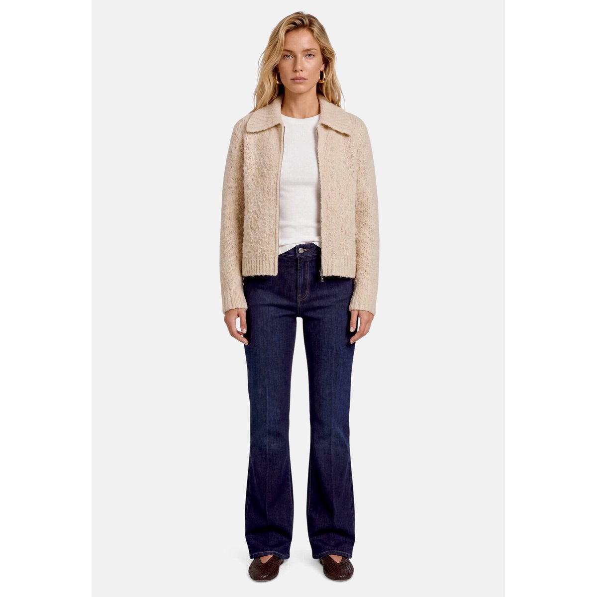 Cardigan en maille à fermeture zippée french oak, ZERO