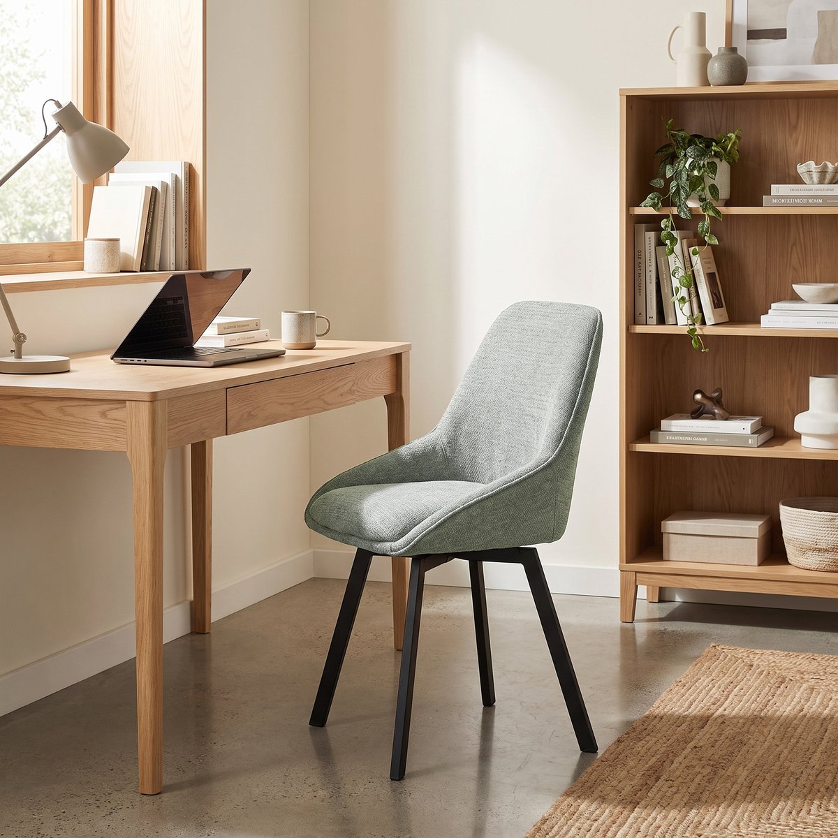 Chaise de salle à manger Tissu chenille (100 vert clair, HOMCOM