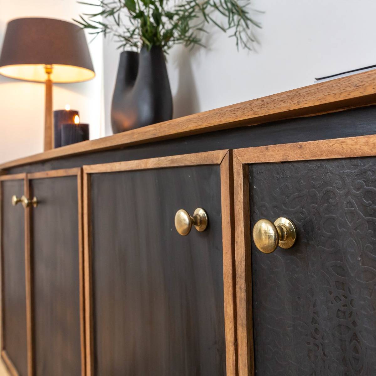 Buffet en bois de manguier LÉANDRO noir, MADE IN MEUBLES