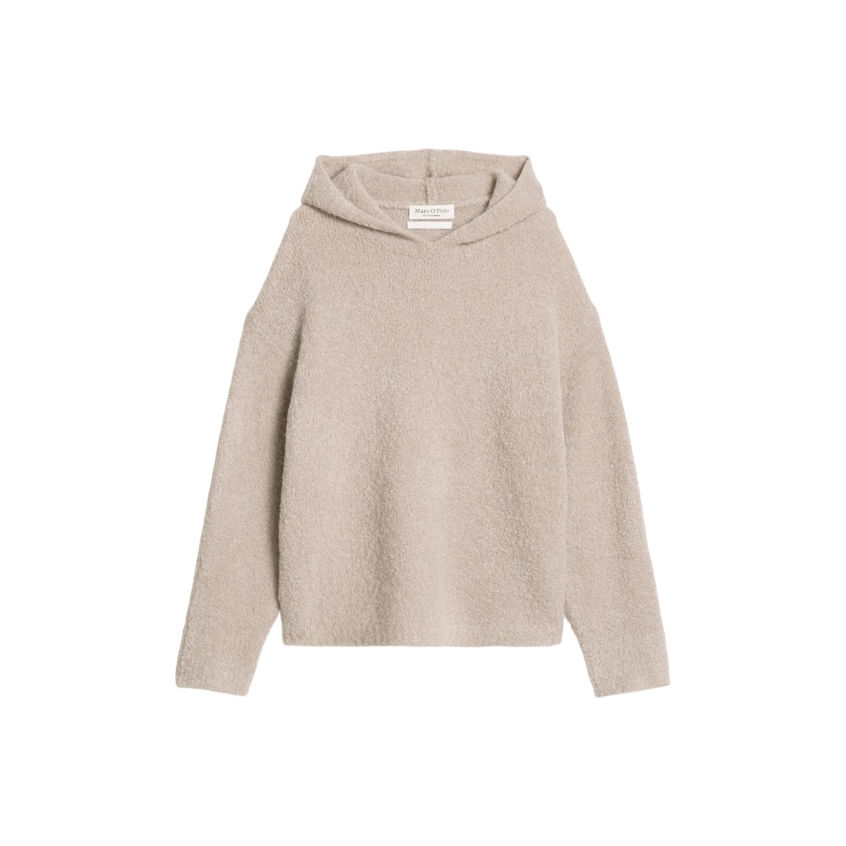 Hoodie en bouclette loose en mélange de laine vierge et de laine d'alpaga gris clair, MARC O'POLO