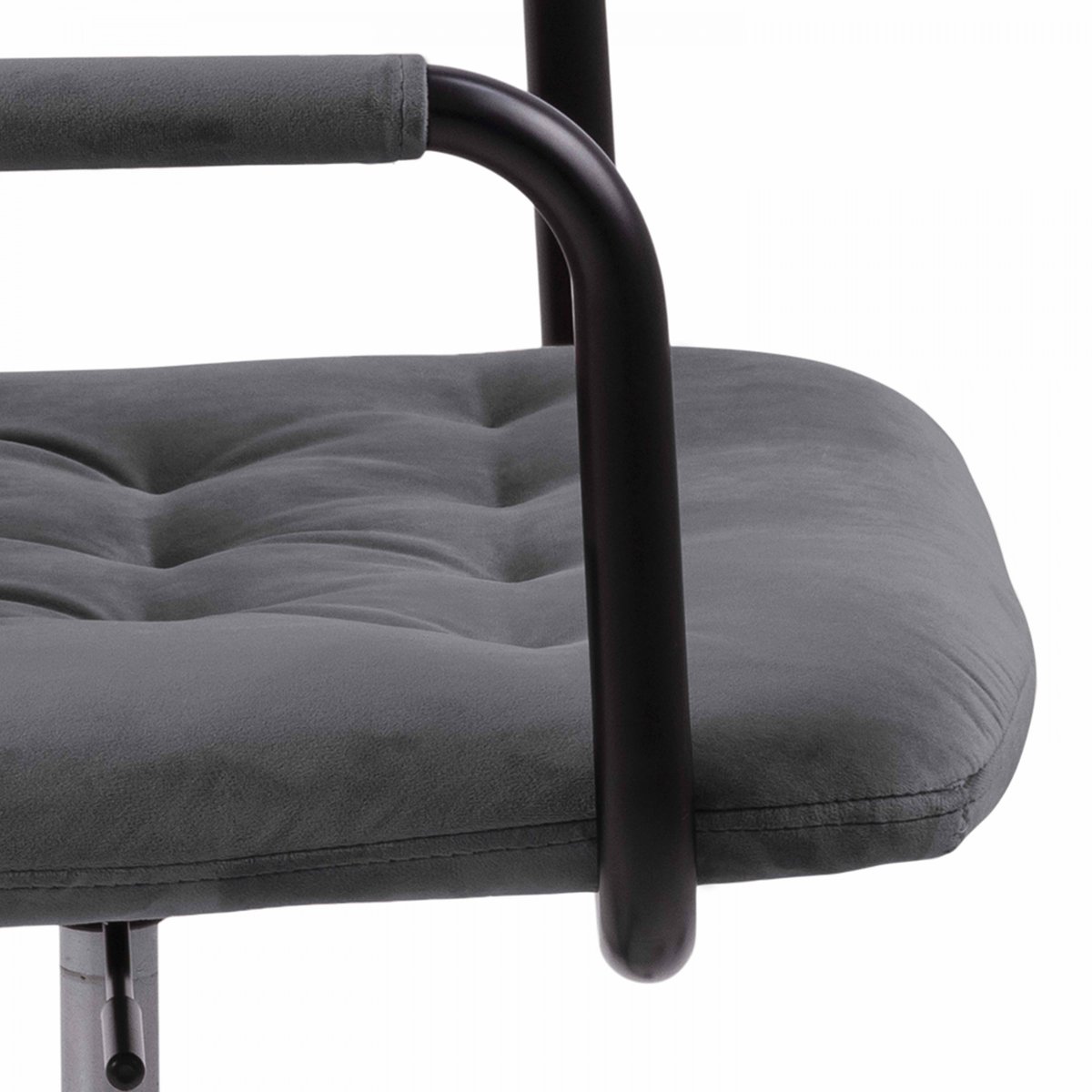 Fauteuil de bureau en velours assise capitonnée, MATT gris, OVIALA