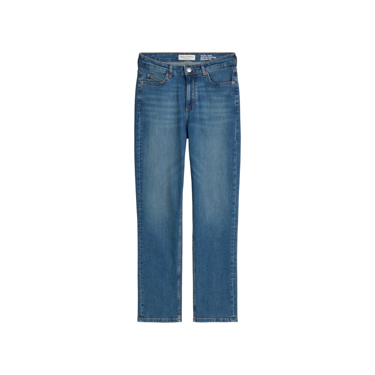 Jeans Modèle Linde straight cropped en denim stretch léger bleu moyen, MARC O'POLO