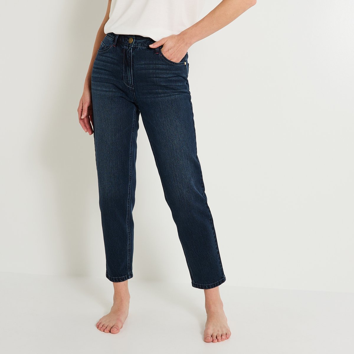 Jean mom ANKARA M02 bleu, GRAIN DE MALICE