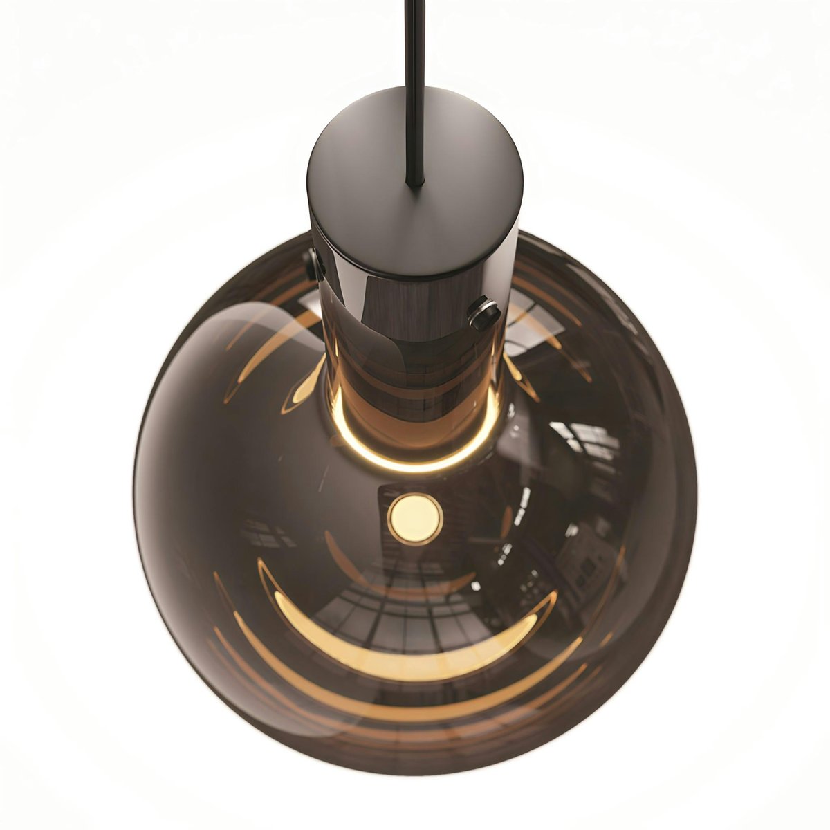 Suspension 1 globe en verre soufflé DELTONA gris, PIER IMPORT