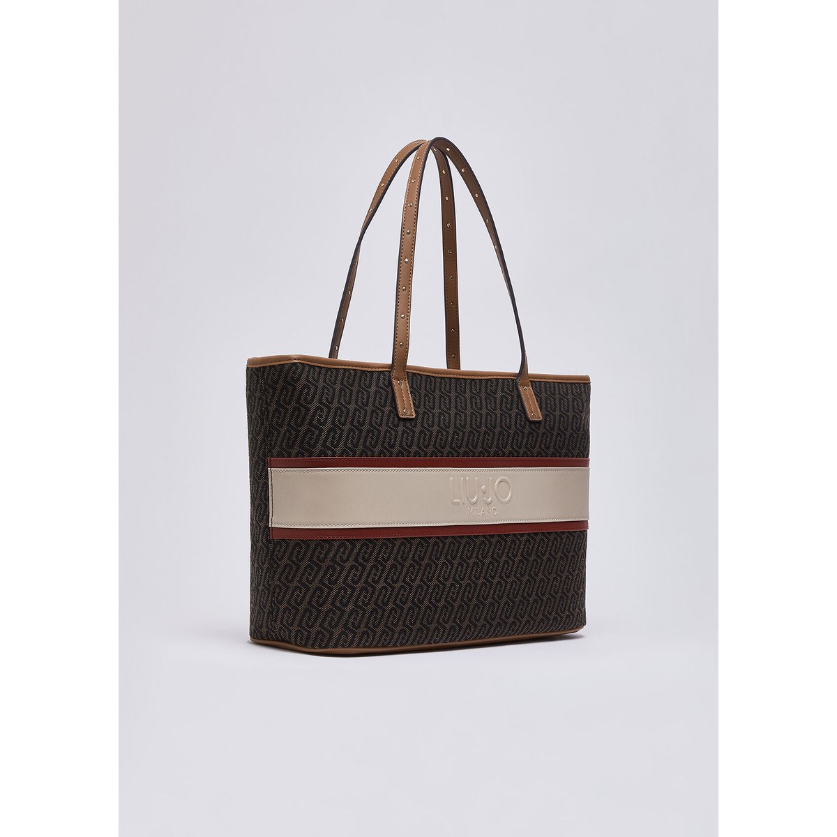 Sac cabas moyen monogramme marron foncé, LIU JO