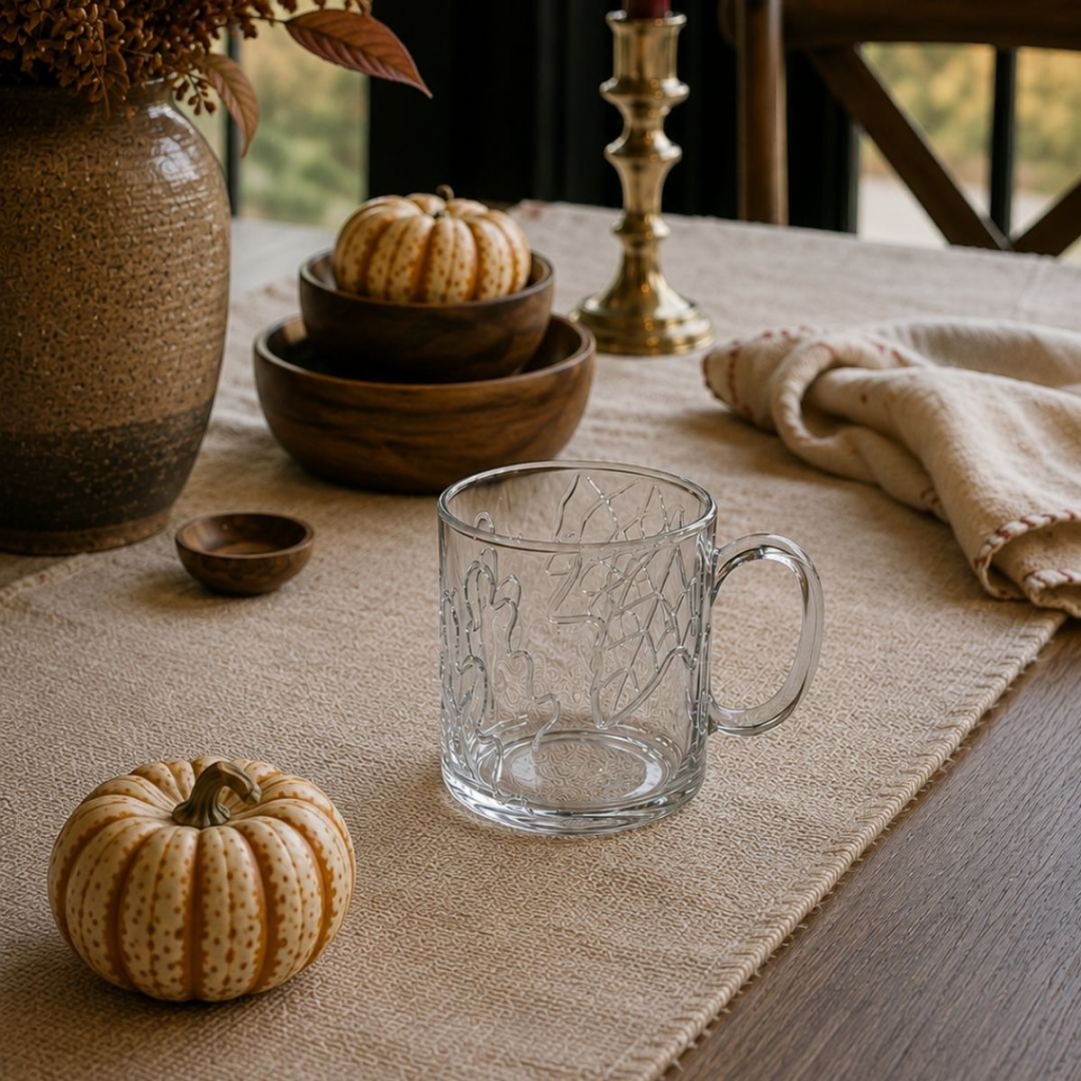 Lot de 2 mugs en verre feuilles, LES AMIS DES BOIS transparent, ARTIME