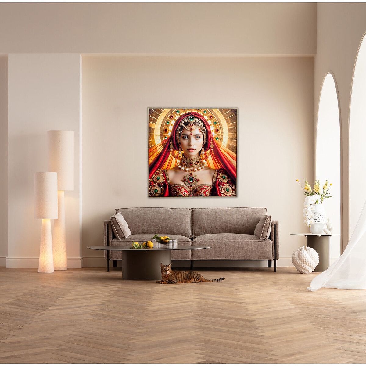 Tableau encadré Saint Halo Lady 100x100cm multicolore, KARE DESIGN