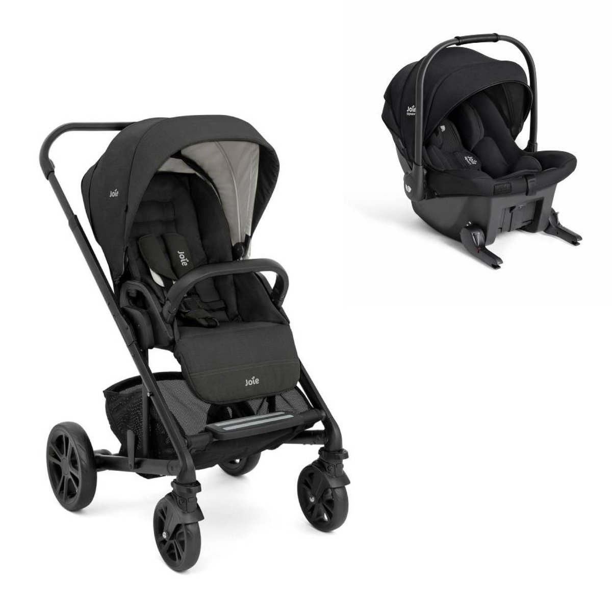 Poussette duo Chrome + siège auto Sprint noir, JOIE
