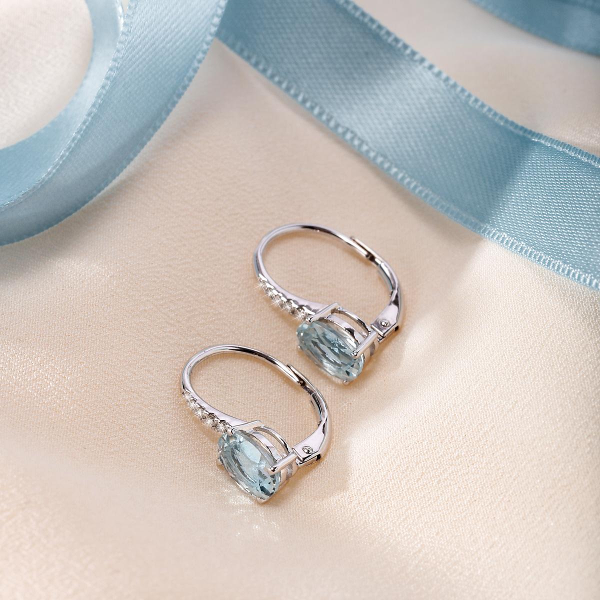 Boucles D'oreilles En Or Blanc Acquamarina argent, BLUESPIRIT