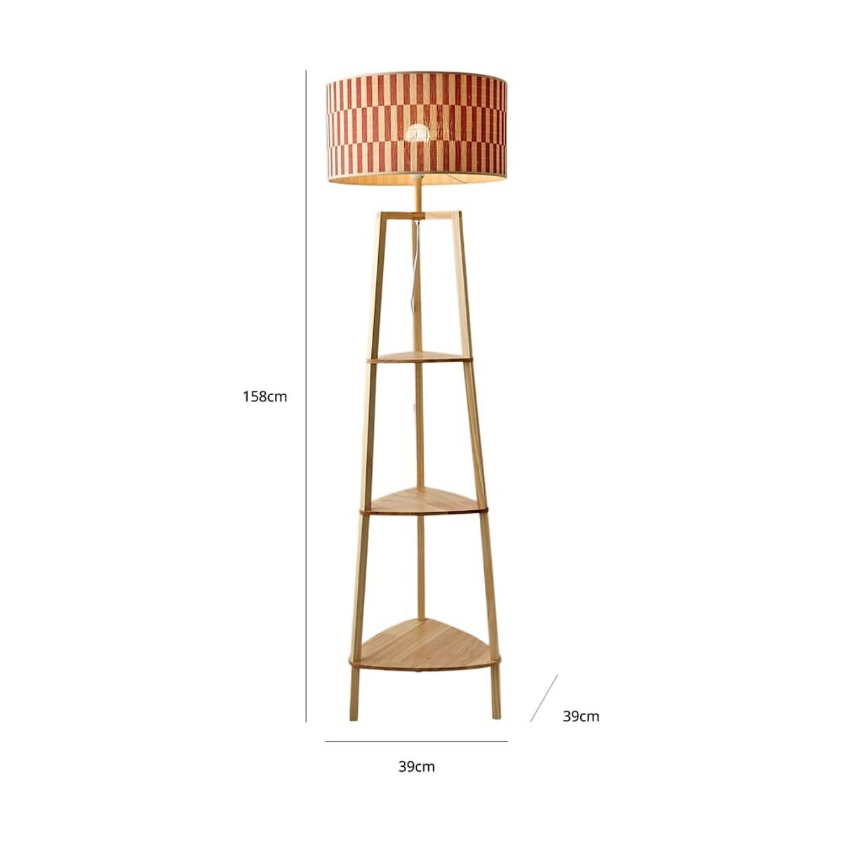 Hollis 3-Tier Shelf Tripod Floor Lamp with Orange Bamboo Shade orange, SO'HOME