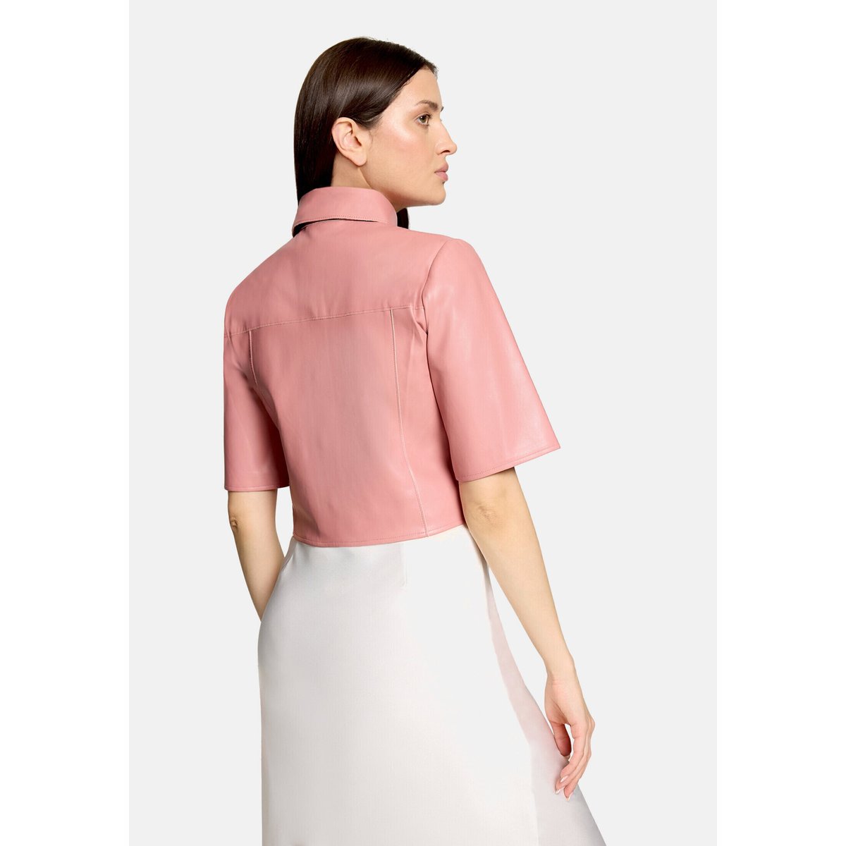 Veste en simili cuir manches courtes ash rose, VERA MONT