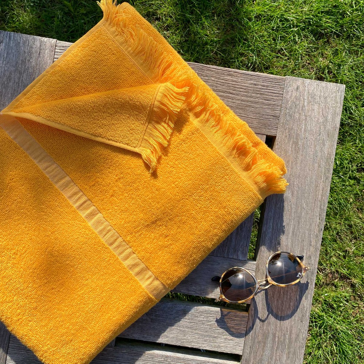 Fouta éponge en coton, TOUT SIMPLEMENT PLAGE jaune, BLANC CERISE