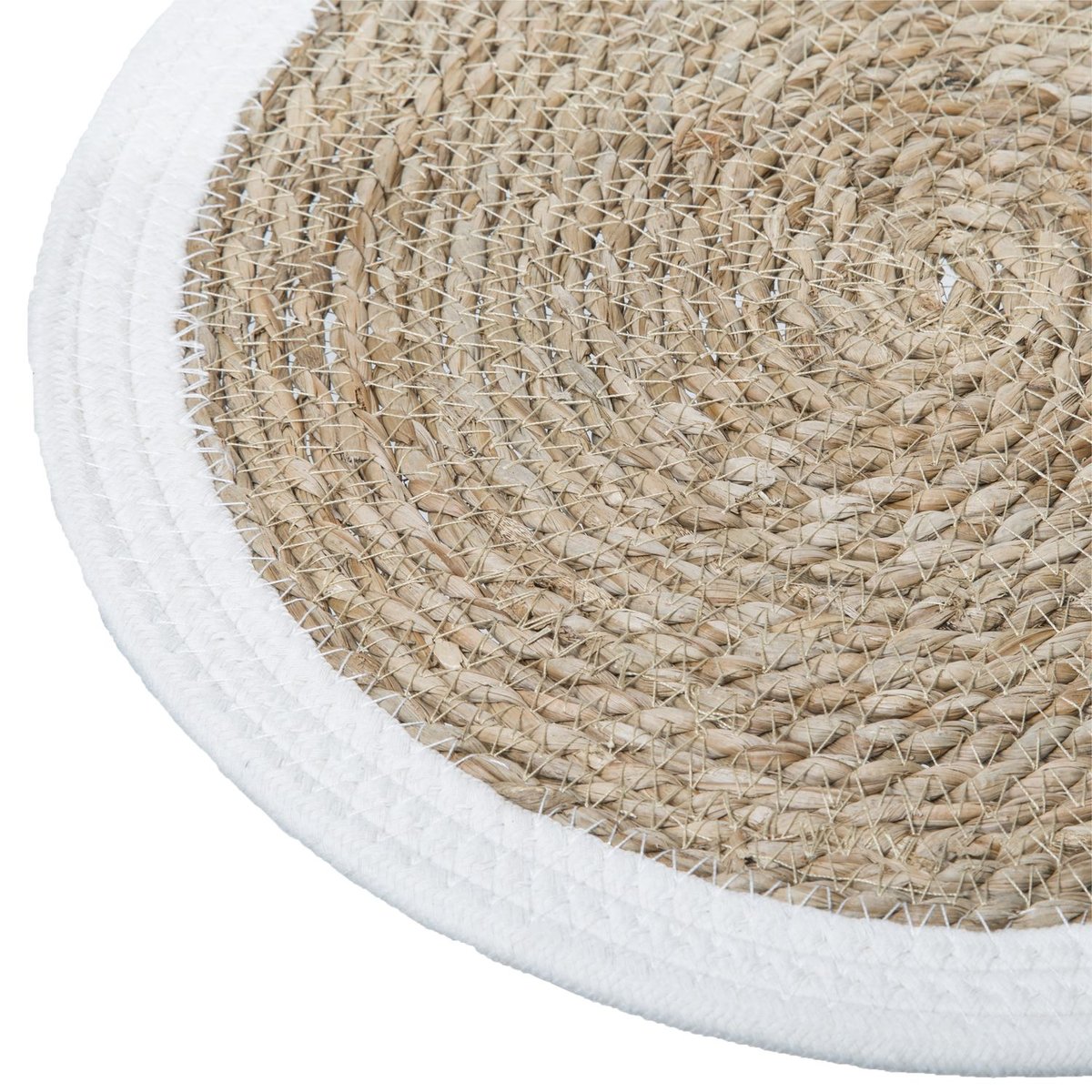 Lot de 6 sets de table ronds en roseau et coton HAPPY POP blanc, TOILINUX