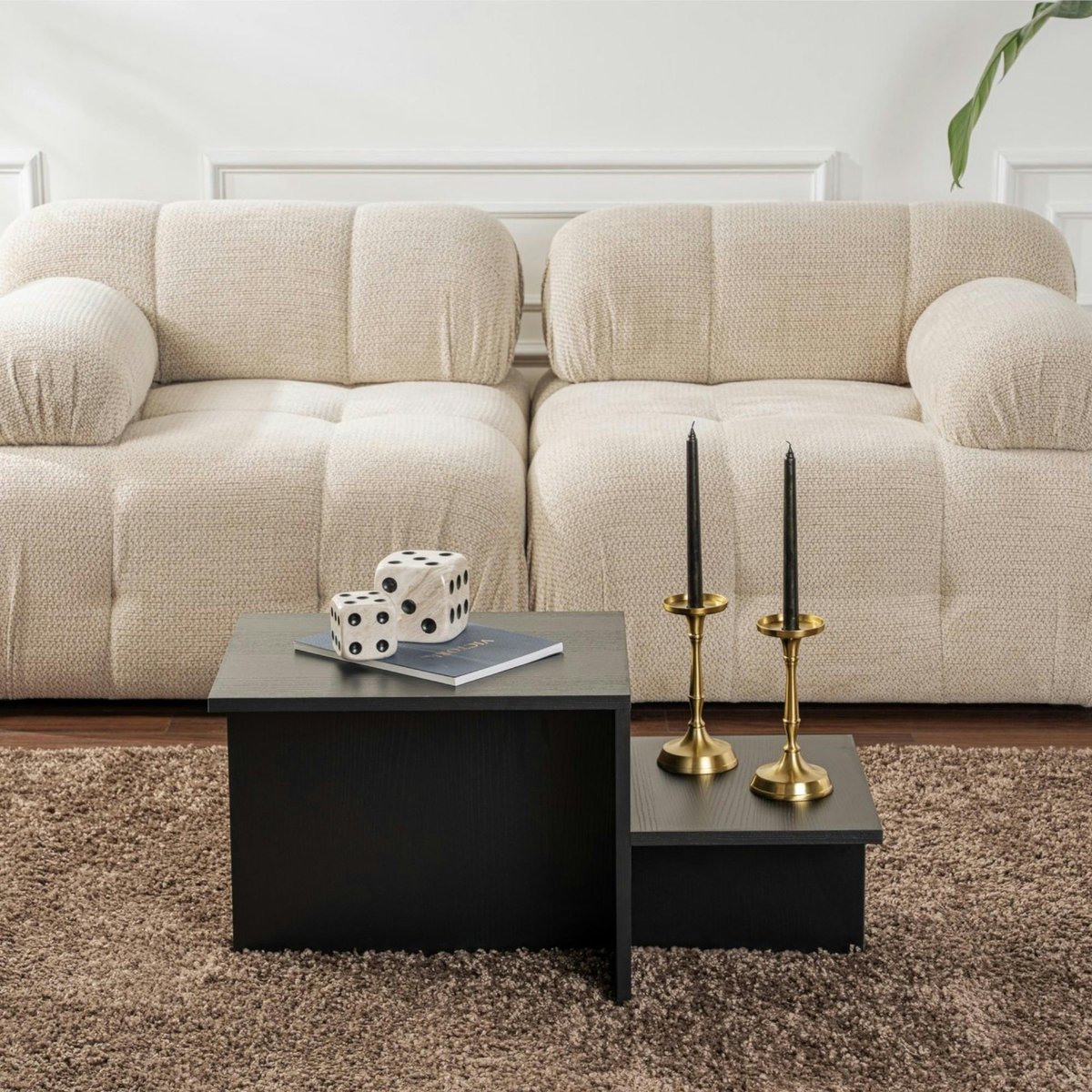 Table basse moderne double hauteur MARFA noir, PIER IMPORT