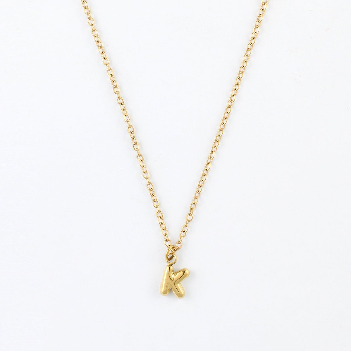 Collier à pendentif lettre K acier inoxydable doré, BALABOOSTE