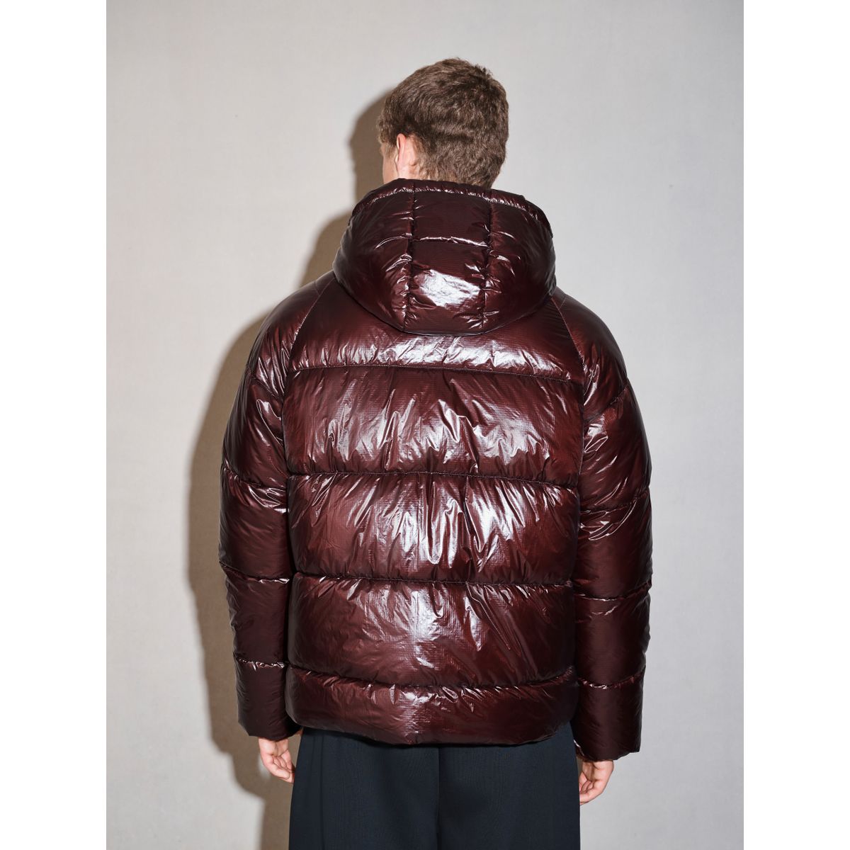 Doudoune à capuche ultra-brillante edit rouge bordeaux, NEXT