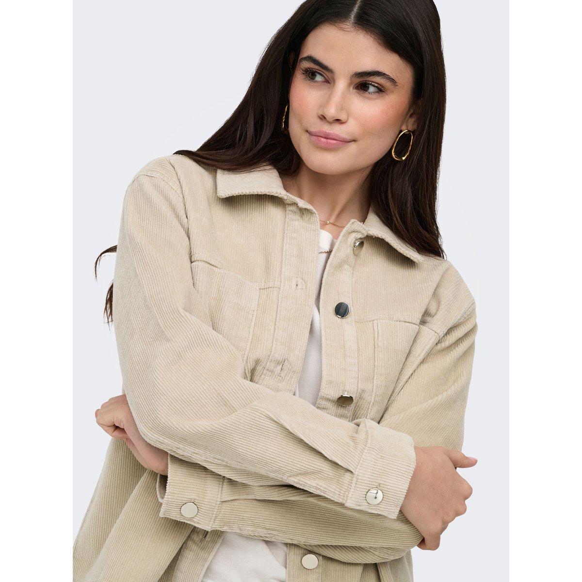 Chemise En Corduroy oatmeal, ONLY