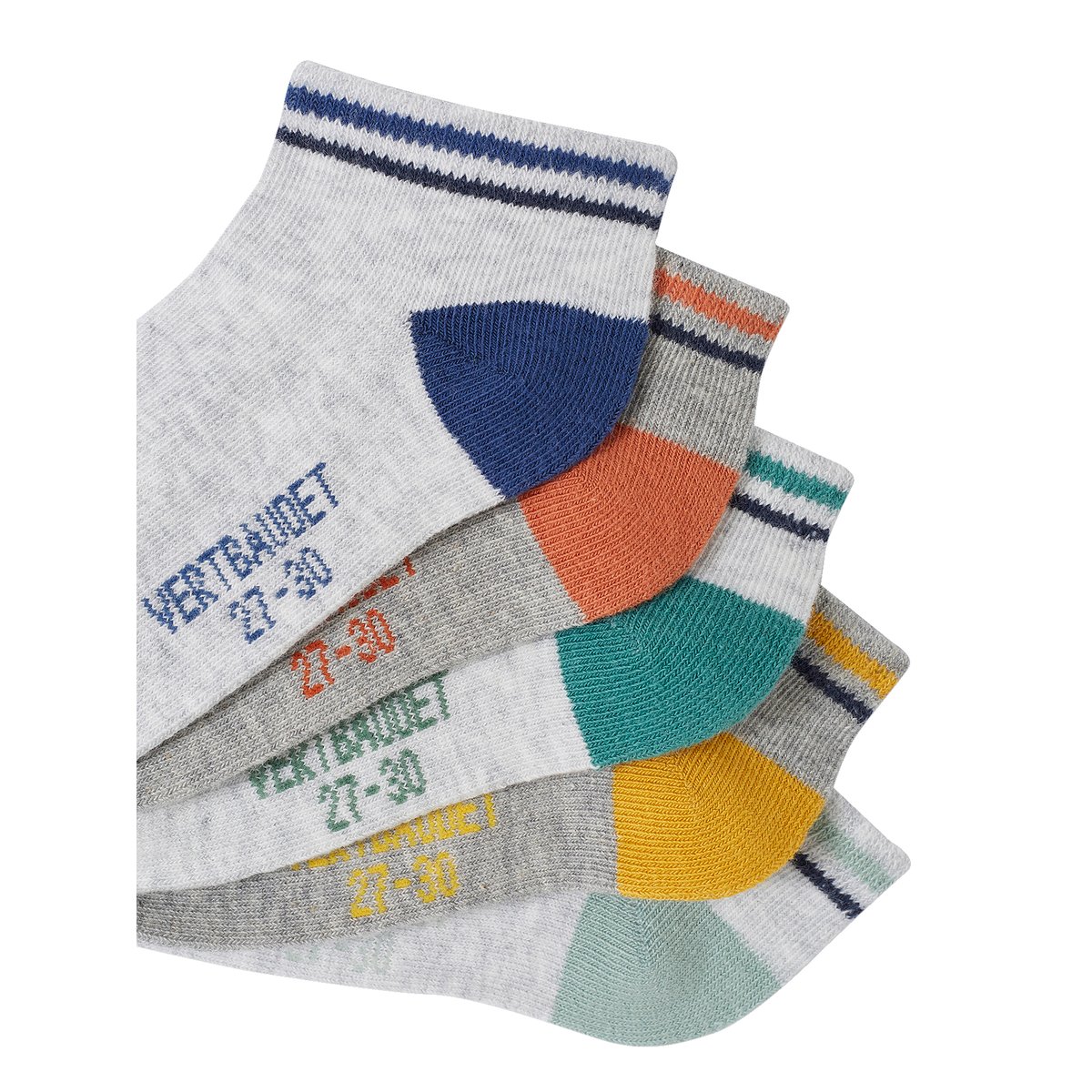 Lot de 5 paires de soquettes BASICS gris chiné, VERTBAUDET