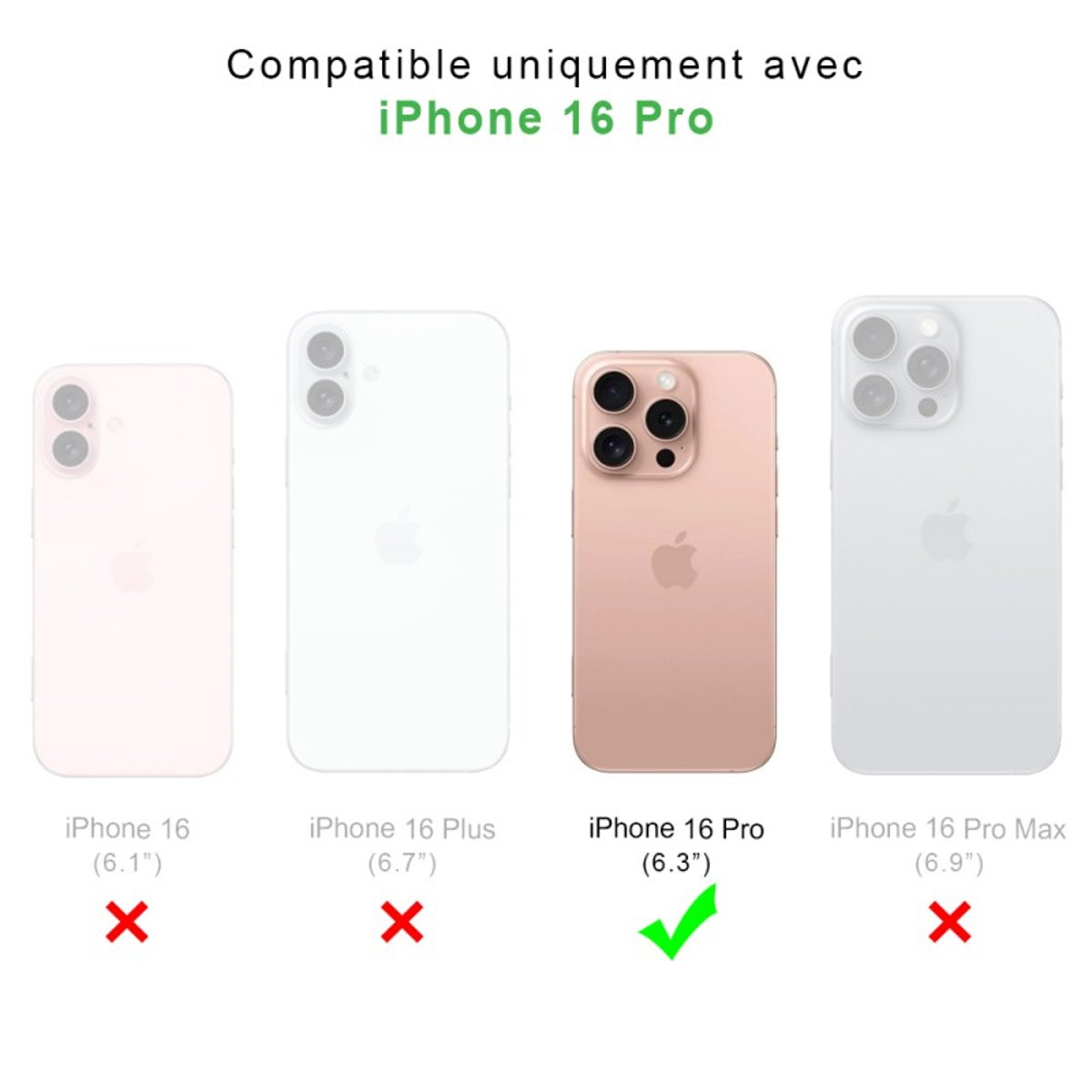 Coque iPhone 16 Pro antichoc + 2 vitres transparent, EVETANE