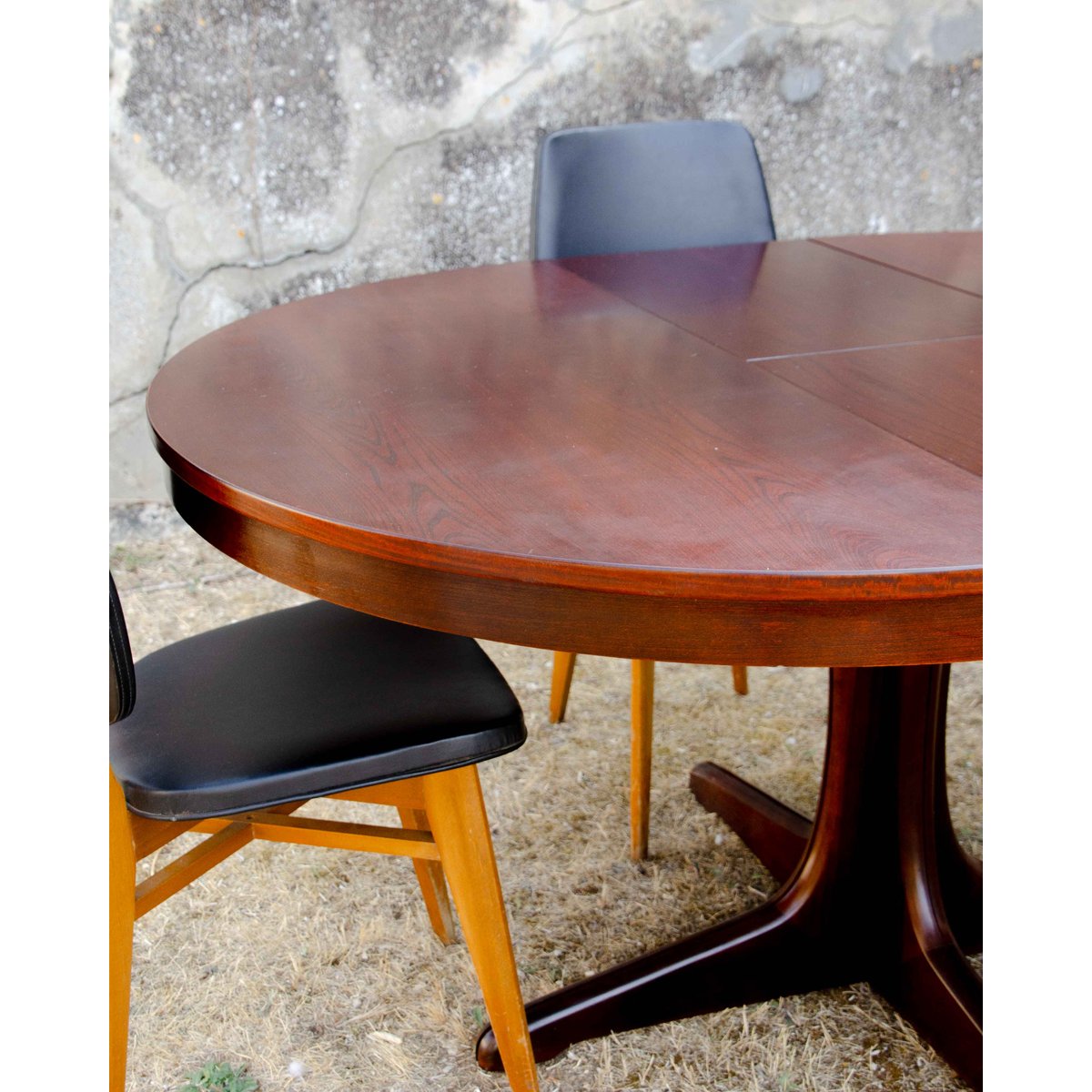 Table à manger avec allonge papillon Karla N°1215 - Bon état bois foncé, DEBONGOUT