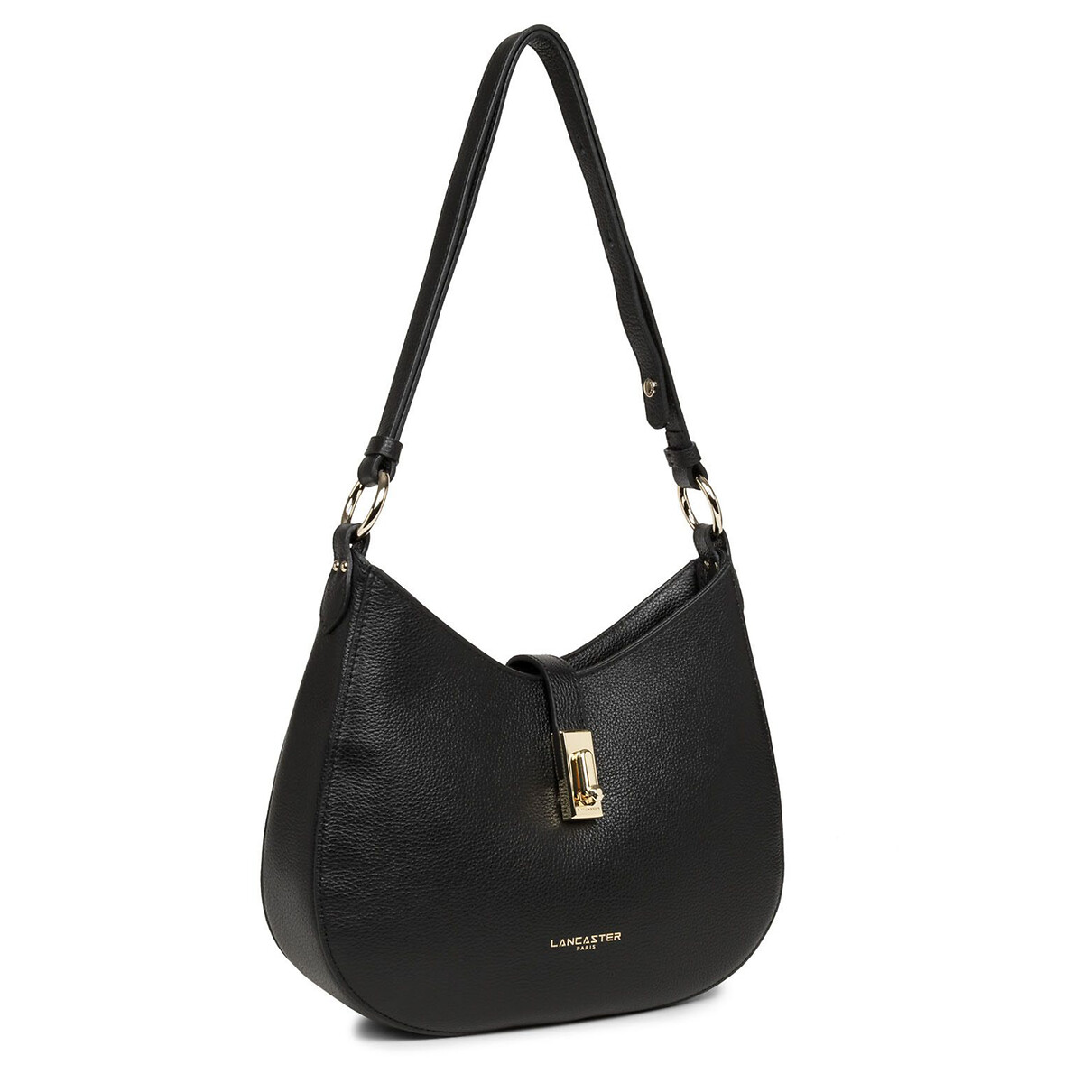 Sac besace cuir FOULONNÉ MILANO noir, LANCASTER