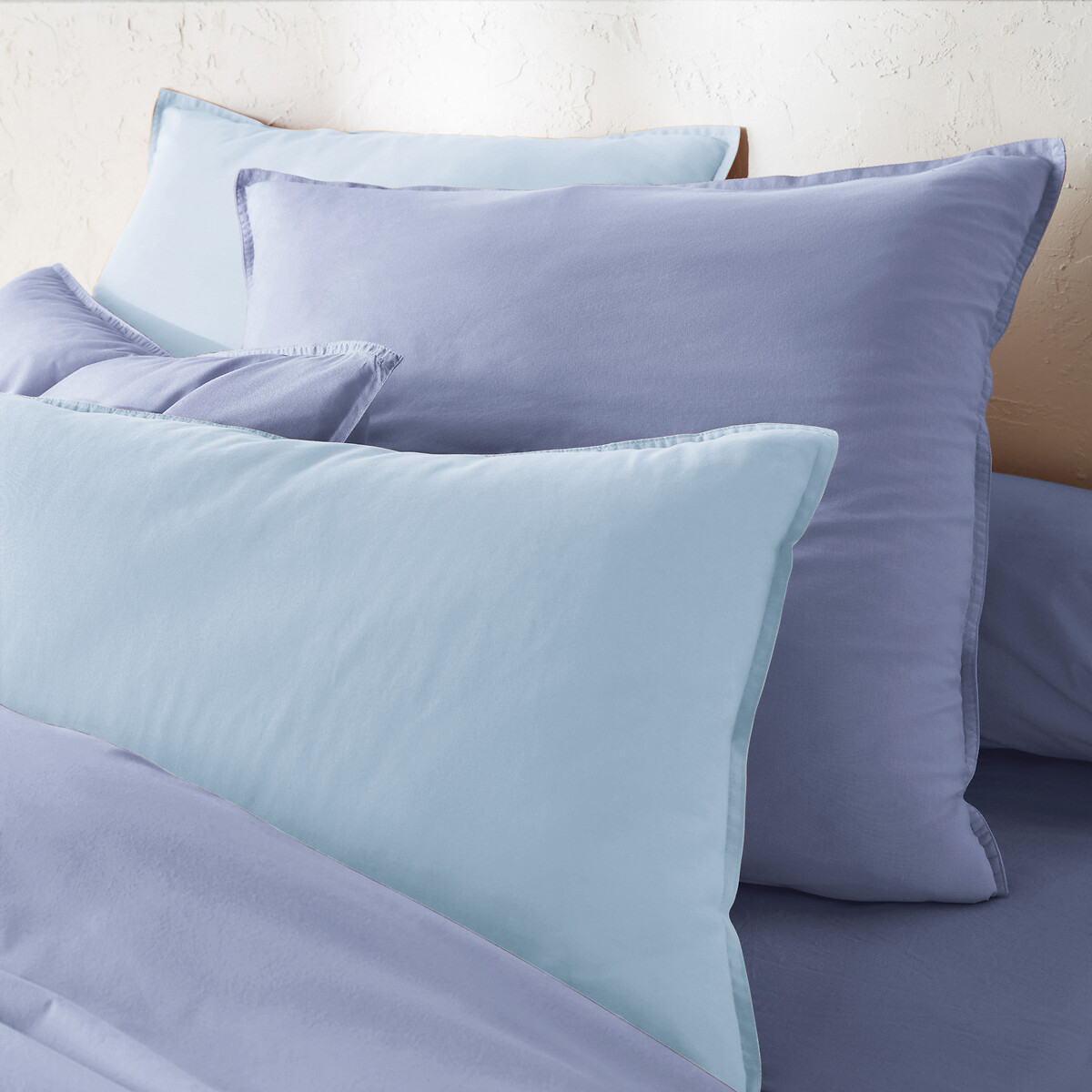 Housse de couette unie en coton lavé, Scenario bleu cyclades, LA REDOUTE INTERIEURS