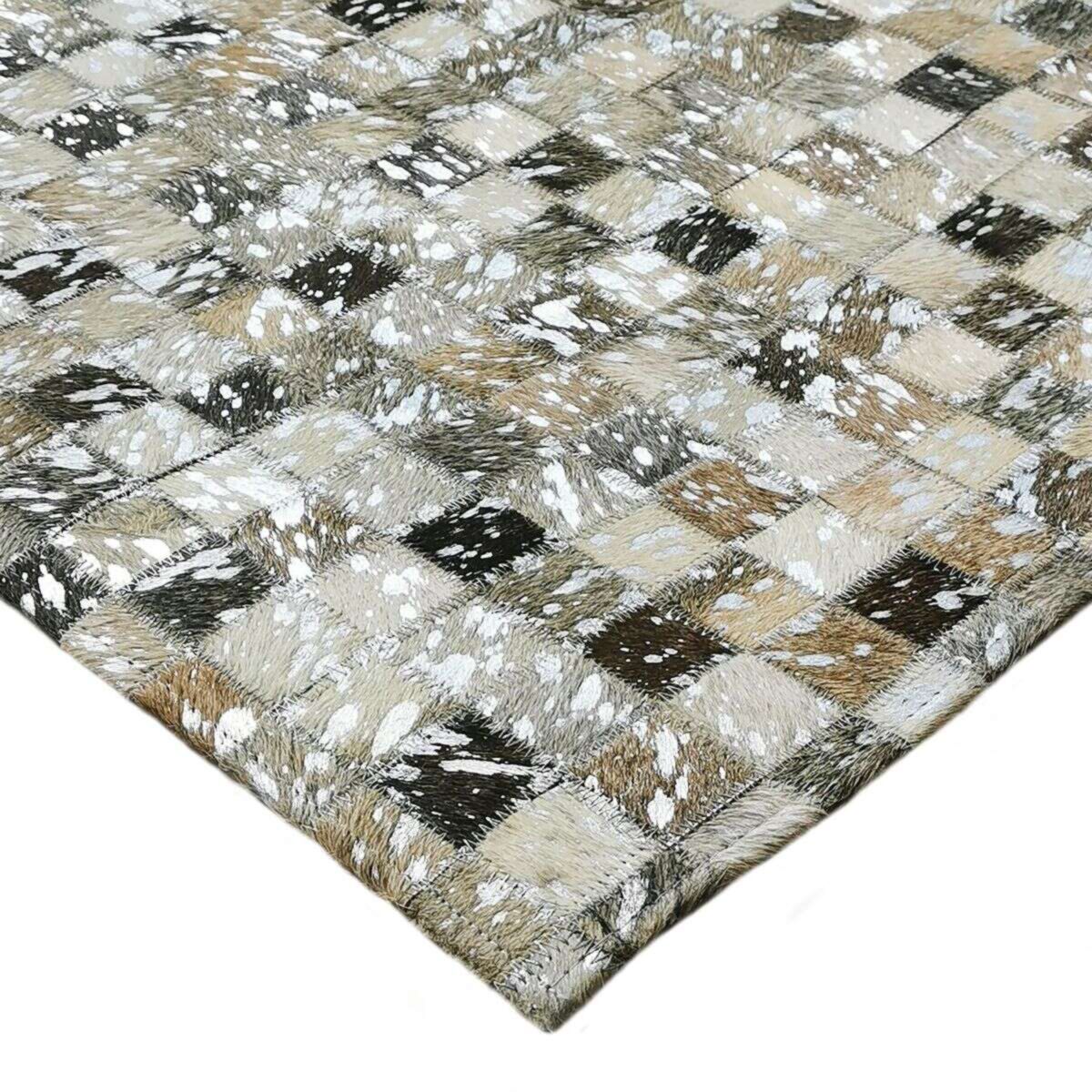Tapis de salon en cuir recyclé CUIR EXTRA SILVER gris, THE DECO FACTORY