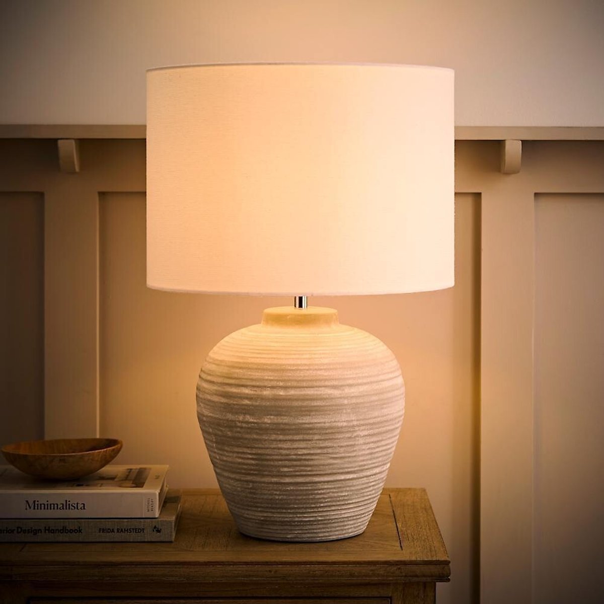 Reba Stone Grey Ceramic Table Lamp with Linen Shade grey, SO'HOME