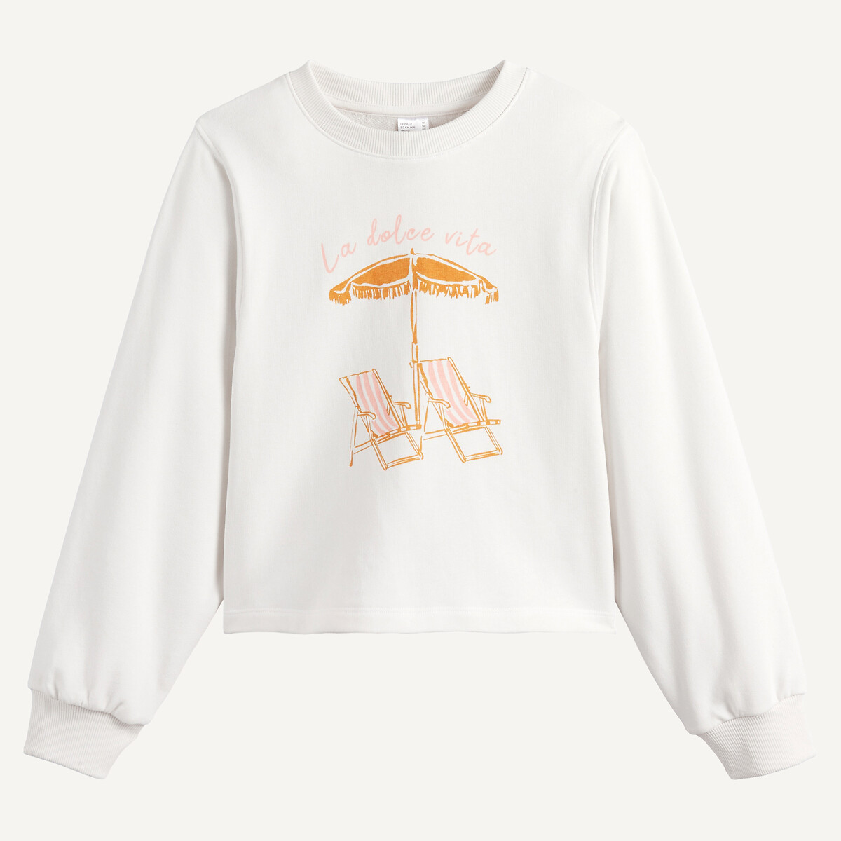 Printed Fleece Crew Neck Sweatshirt ecru , LA REDOUTE COLLECTIONS