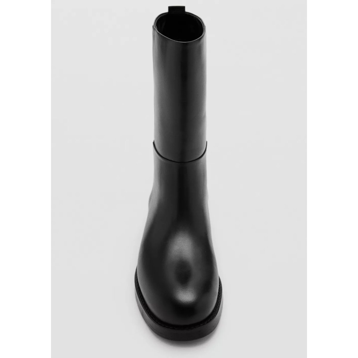 Bottines cuir bout rond noir, MANGO