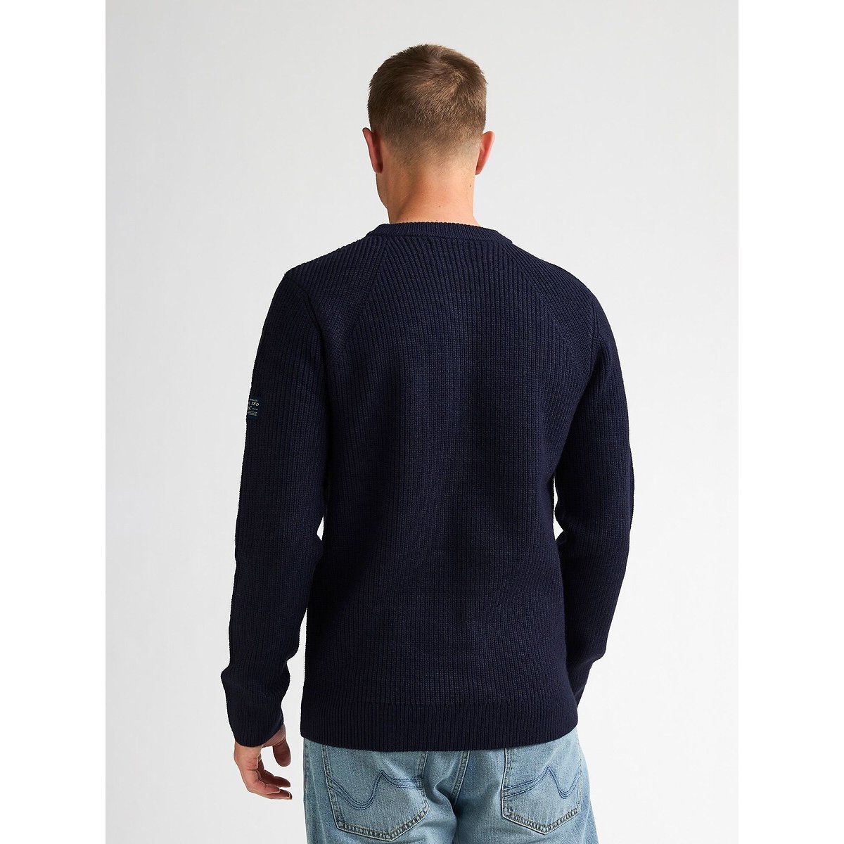 Maglione girocollo in maglia fine blu marino, PETROL INDUSTRIES
