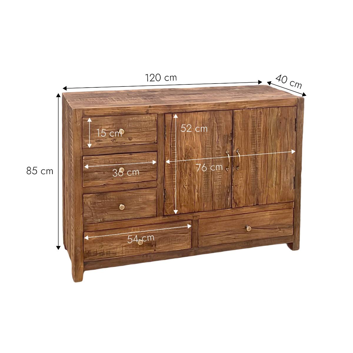 Buffet en bois recyclé INDRA bois foncé, MADE IN MEUBLES 