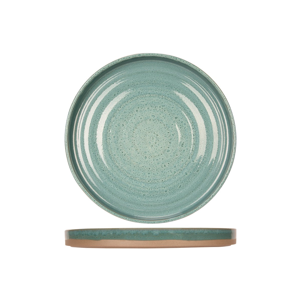Lot de 6 Assiettes plates en grès, BASALT bleu vert, COSY&TRENDY