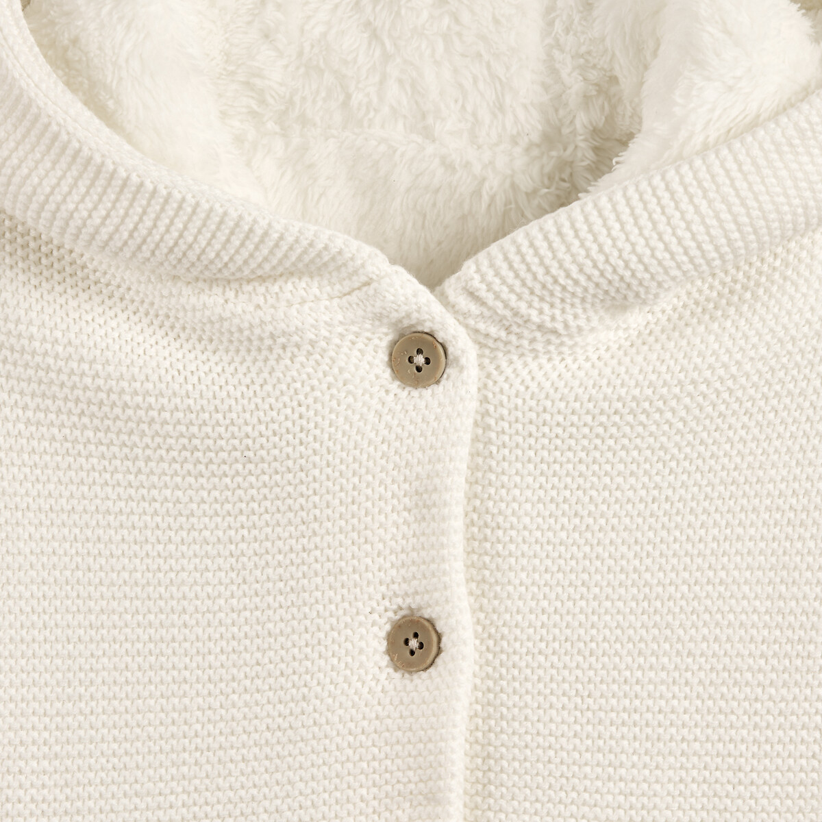 Gilet à capuche en grosse maille, doublé sherpa blanc, LA REDOUTE COLLECTIONS