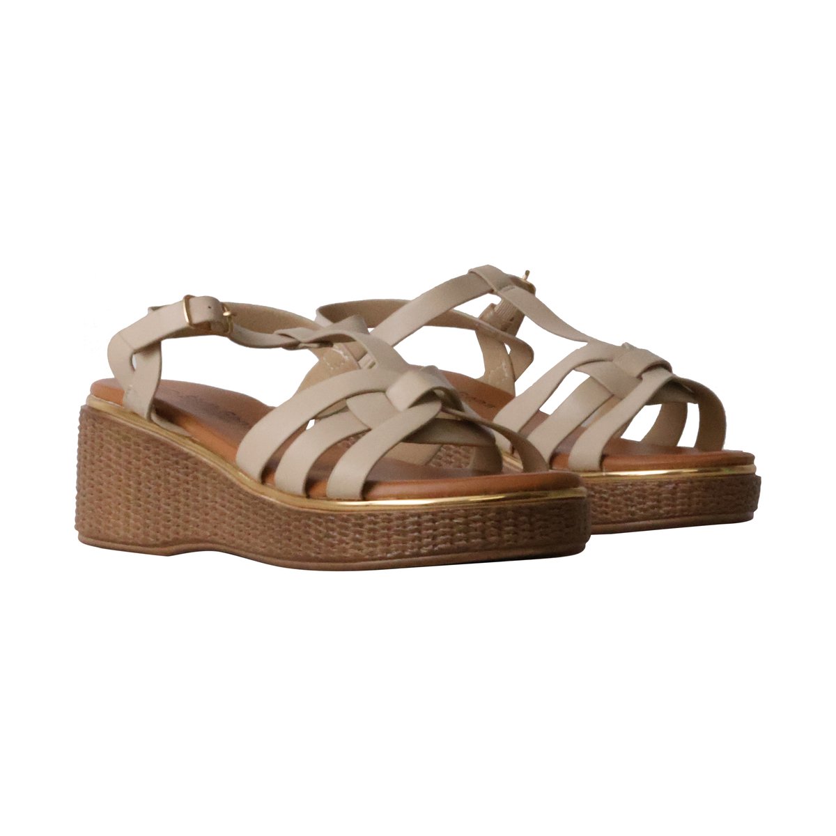 Sandales Compensées à Brides Paris beige, ENZA NUCCI