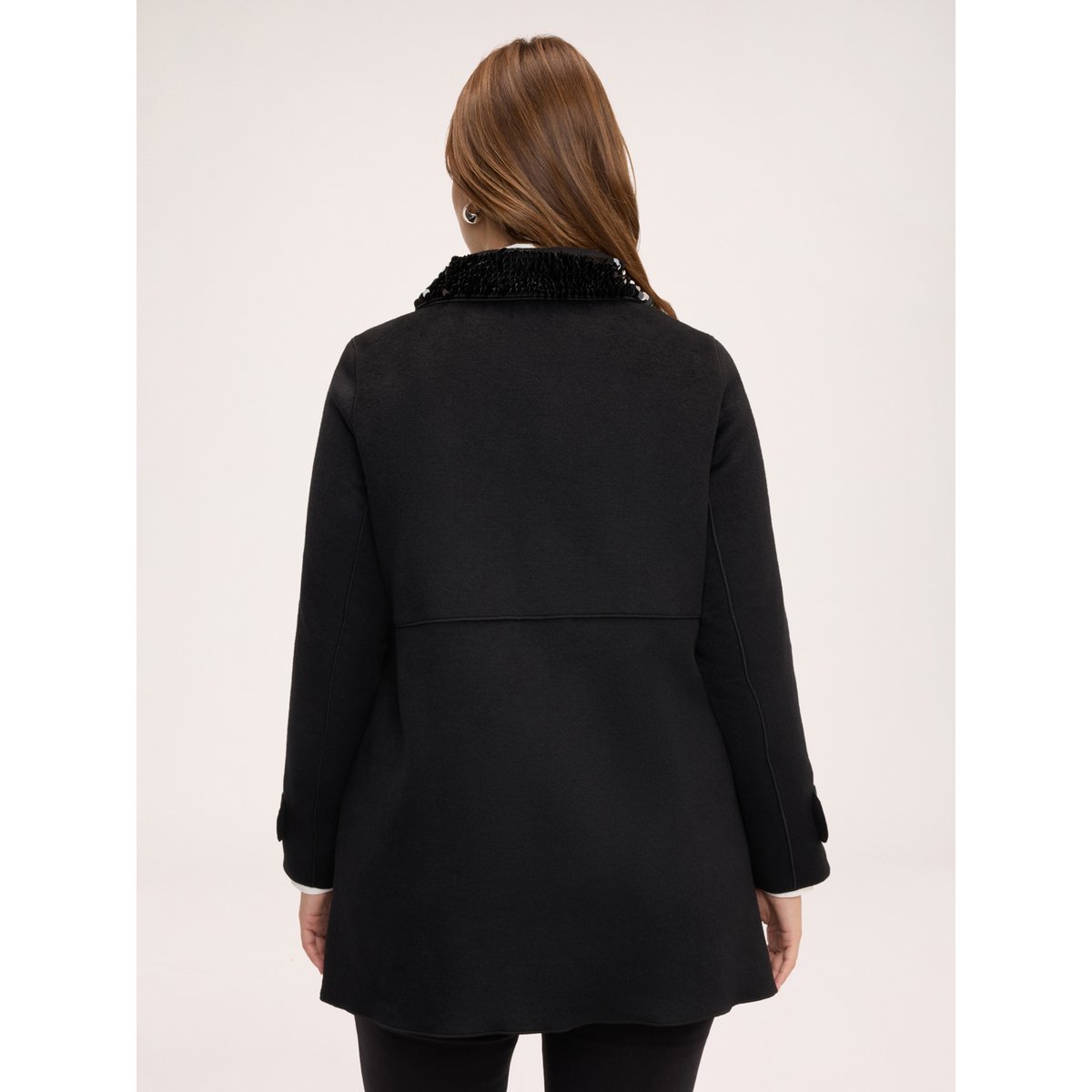 Manteau avec col à paillettes noir, FIORELLA RUBINO