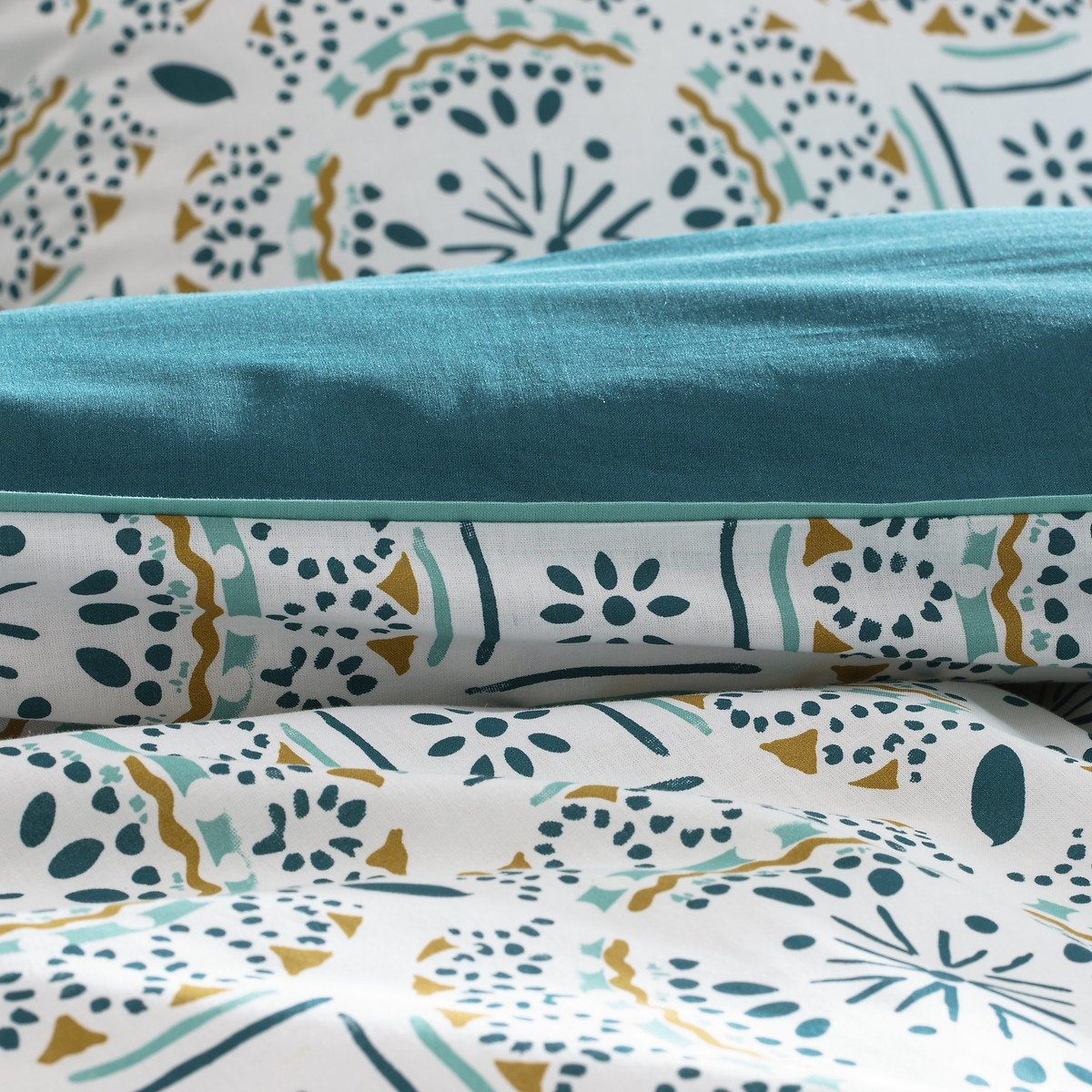 Housse de couette pur coton, Keyiah imprimé bleu/vert, LA REDOUTE INTERIEURS