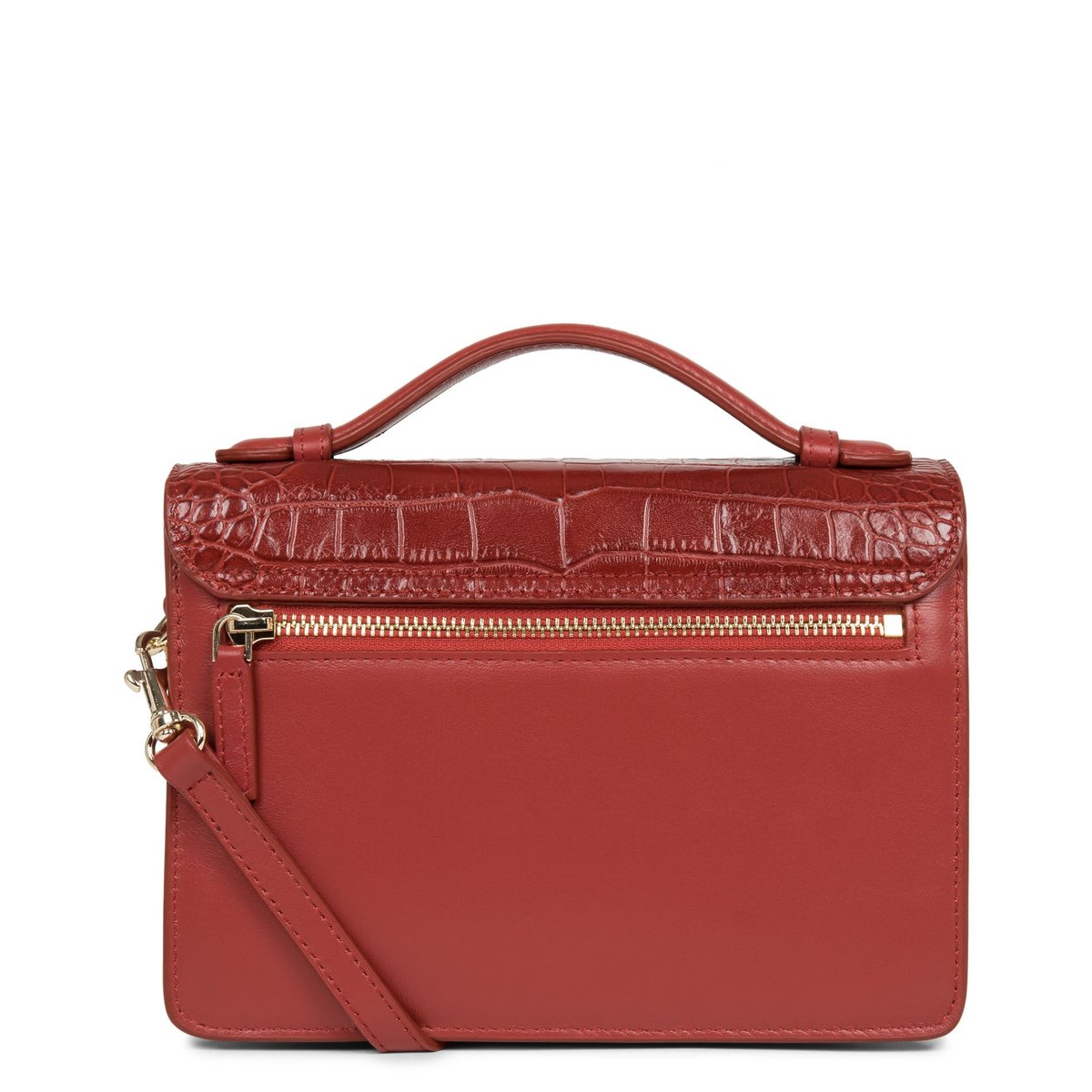 Sac à main à rabat MUSE BI-CROCO rouge, SEQUOIA