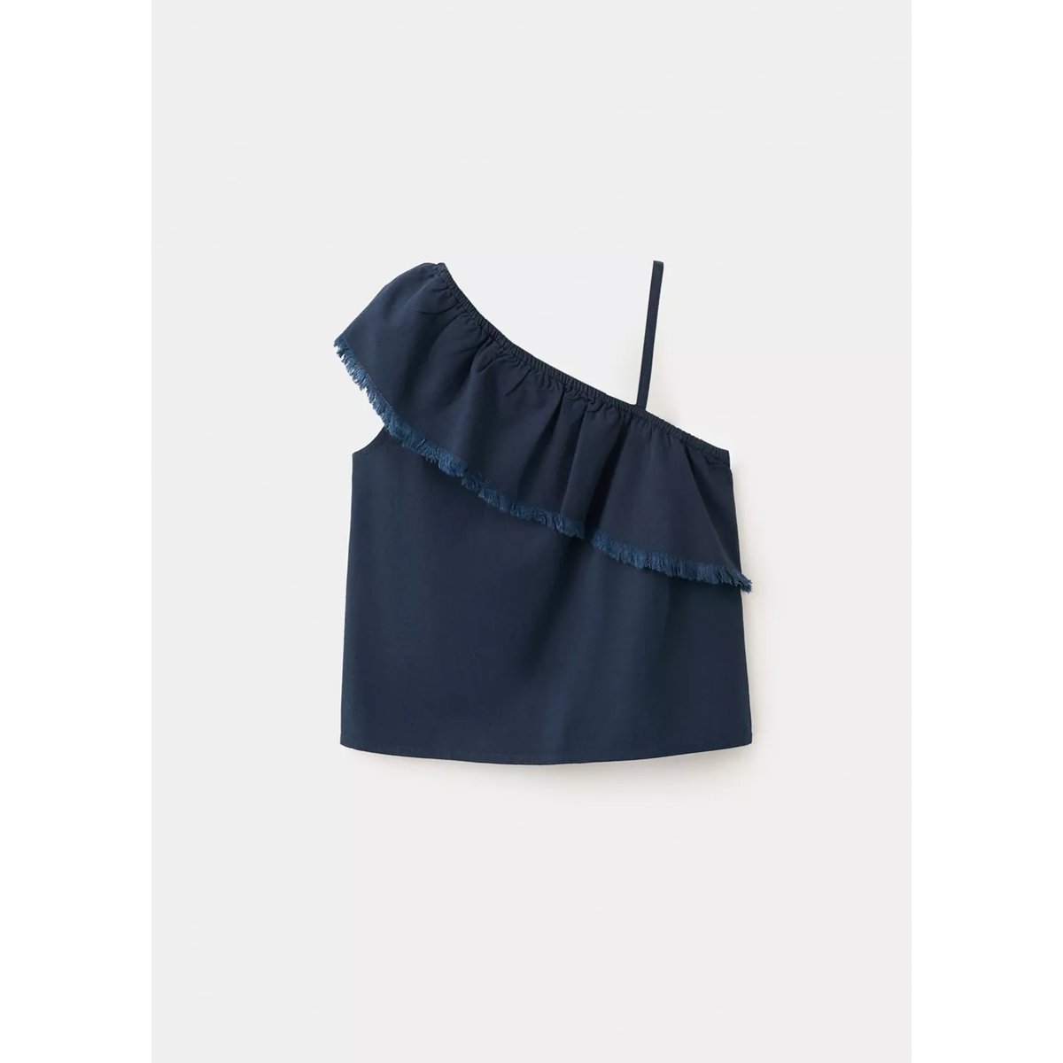 Blouse asymétrique volantée bleu marine, MANGO KIDS
