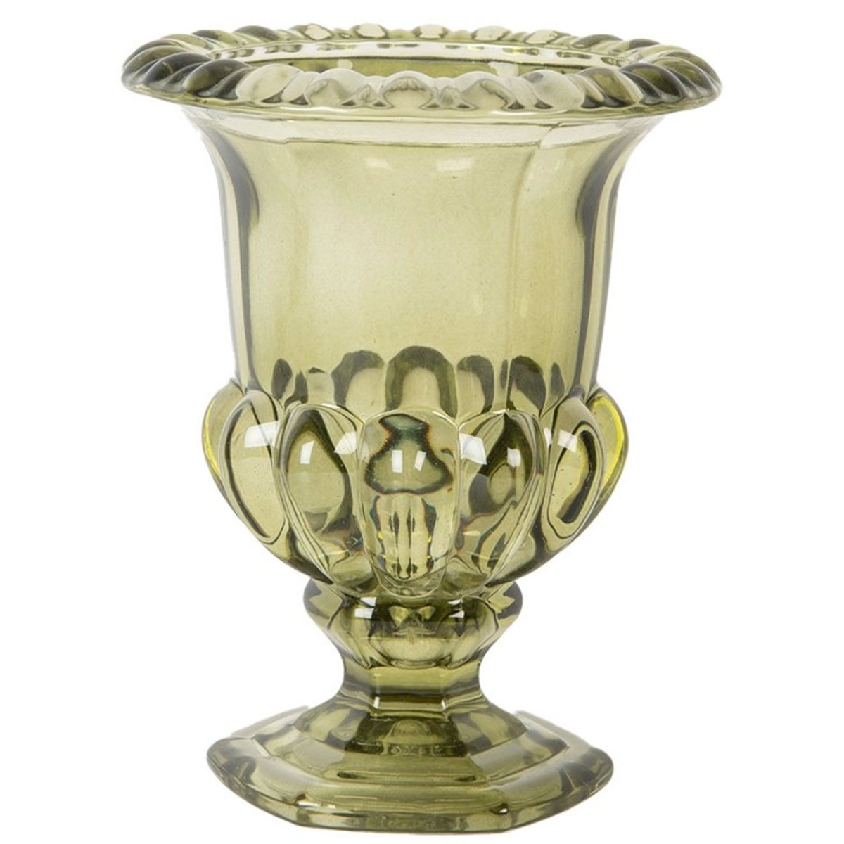 Vase vasque en verre vert 12x12x14cm vert, WADIGA