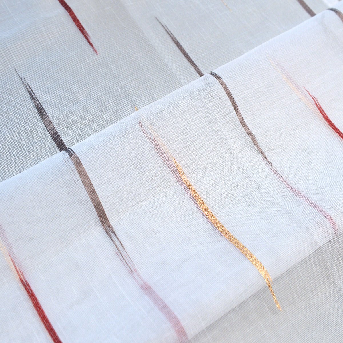 Voilage en étamine à jacquard rayé - QABANE bordeaux, HOME MAISON