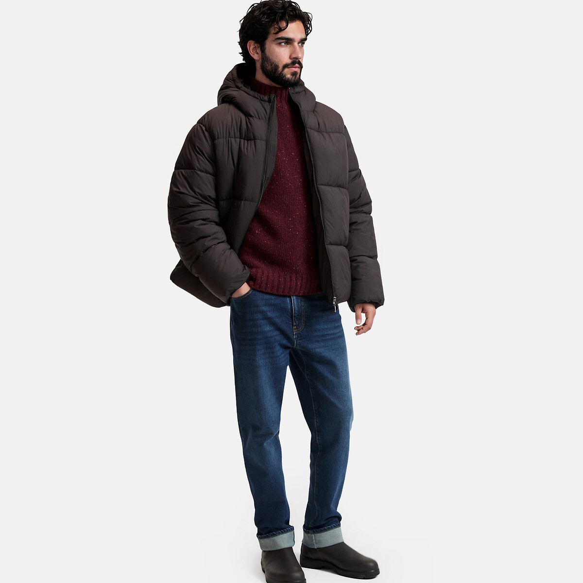 Doudoune courte, mi-saison marron foncé, LA REDOUTE COLLECTIONS