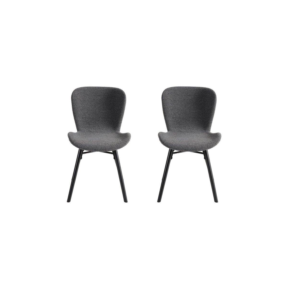 Chaises tissu bouclette gris anthracite et bois chêne (lot de 2) - MATILDA gris, HELLIN, DEPUIS 1862