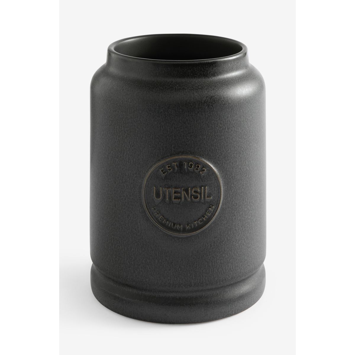 Pot à ustensiles avec badge style rustique noir, NEXT