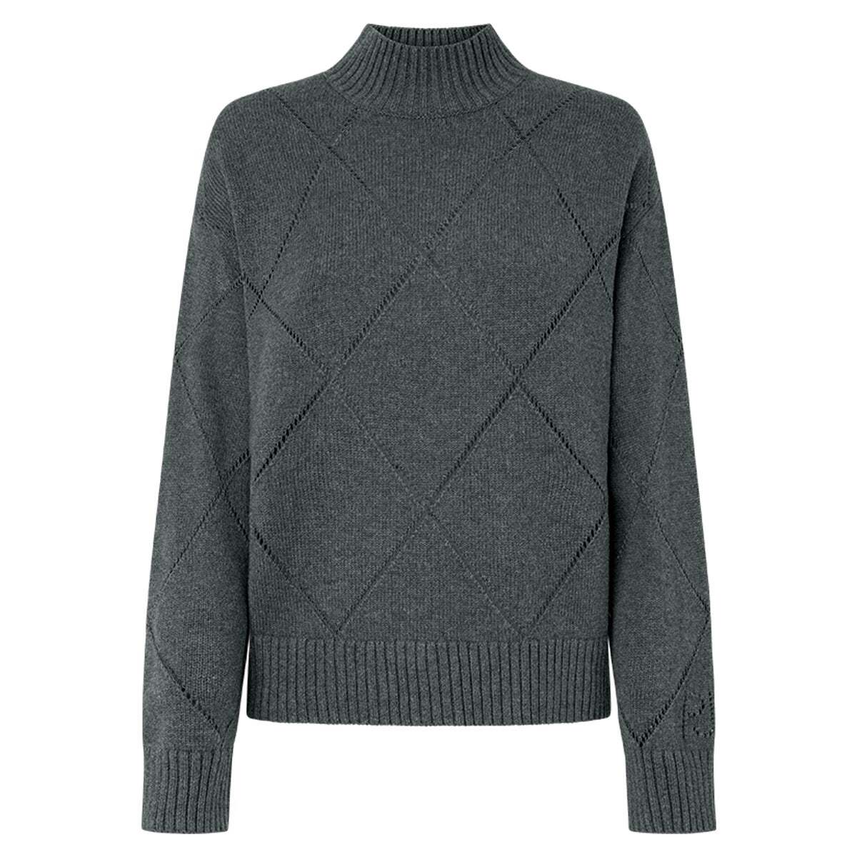 Pull À Col Perkins À Motifs Diamant gris foncé chine, PEPE JEANS