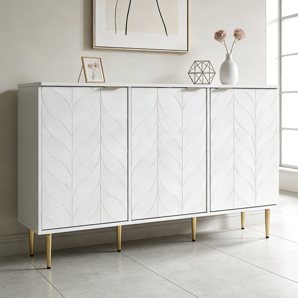 Armoire de rangement avec 3 portes style moderne, BABEDE blanc, MEUBLES COSY