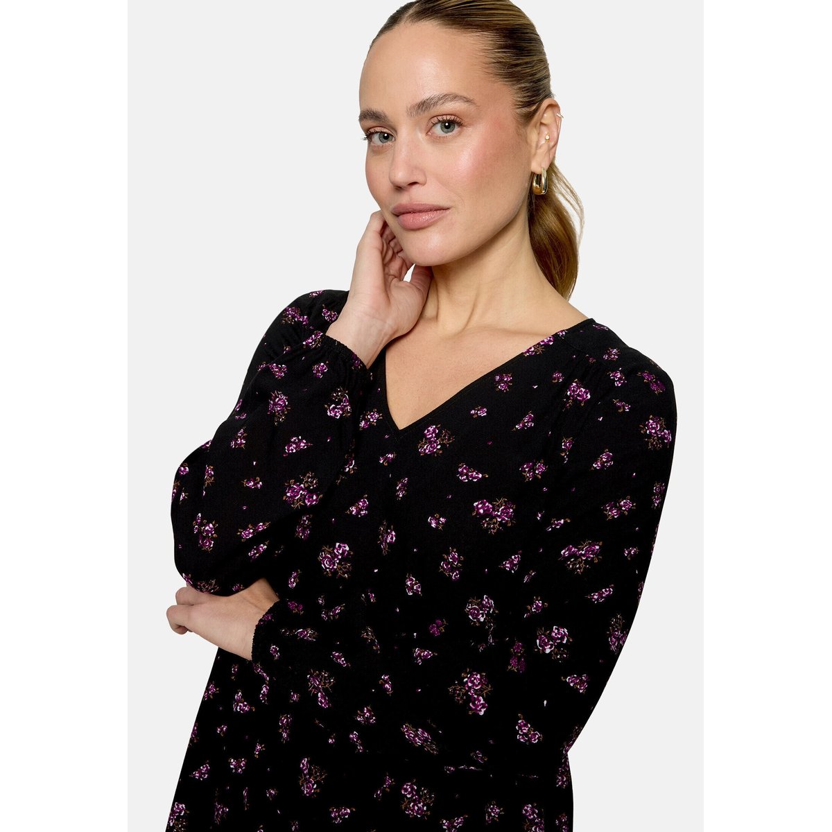 Robe à volants à impression black/pink, ZERO