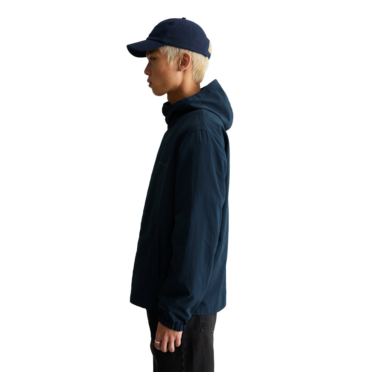 Veste à capuche regular en matériau recyclé hydrofuge bleu foncé, MARC O’POLO DENIM