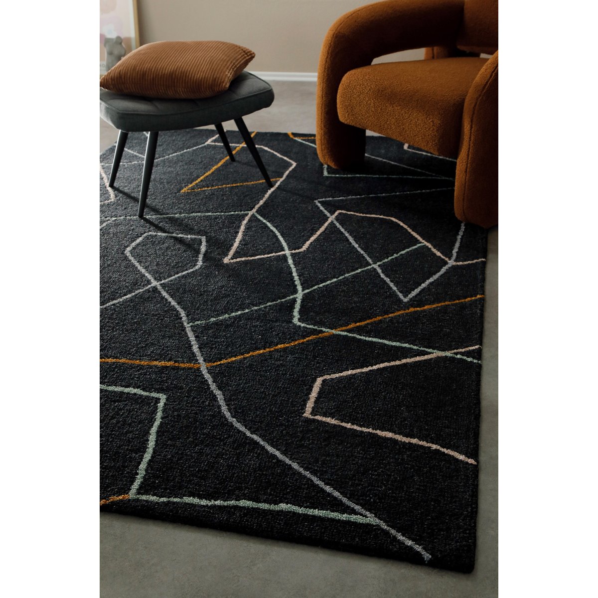 Tapis laine & viscose tufté main , Nox anthracite, WECON HOME