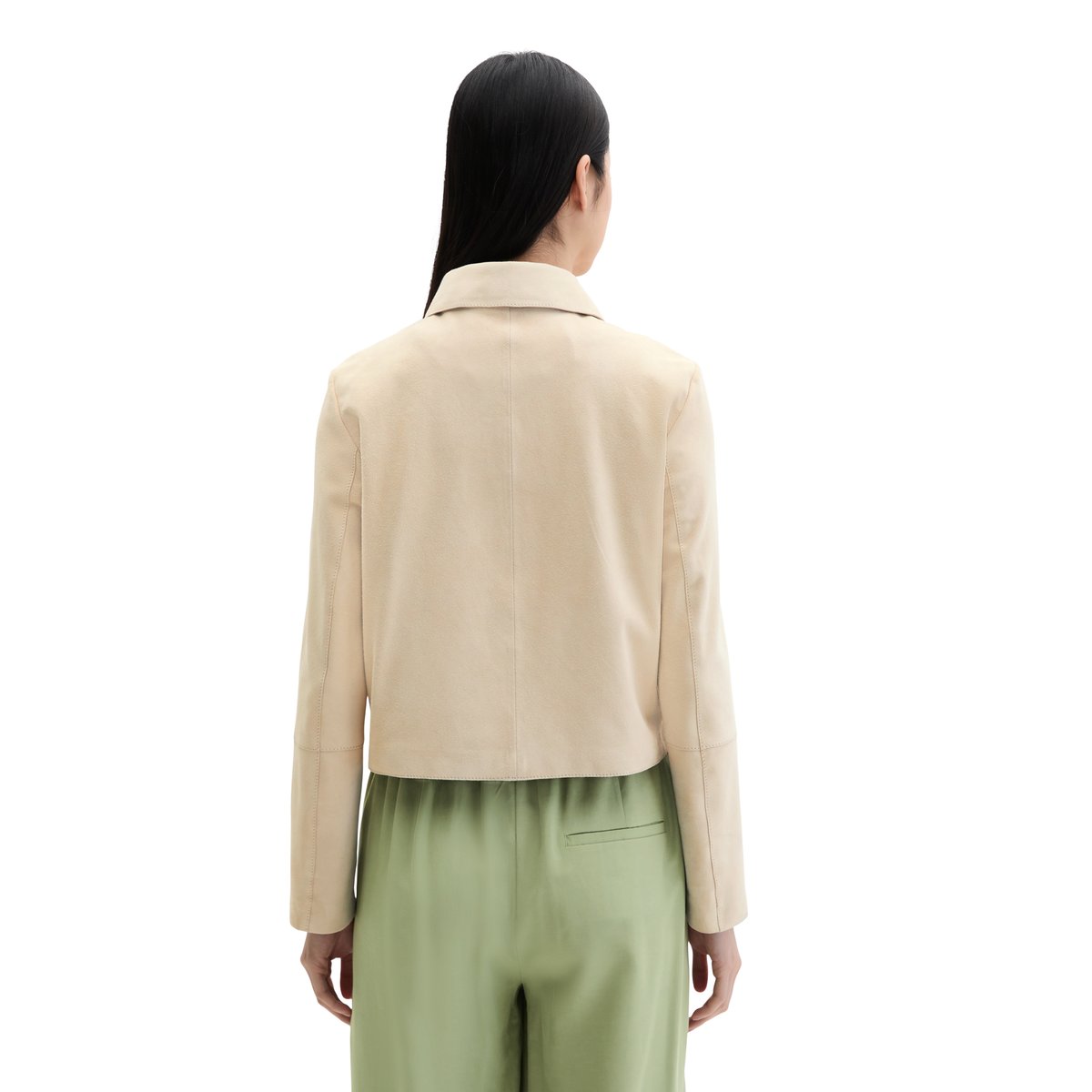 Veste en cuir velours fitted en cuir de chèvre souple gris clair, MARC O'POLO